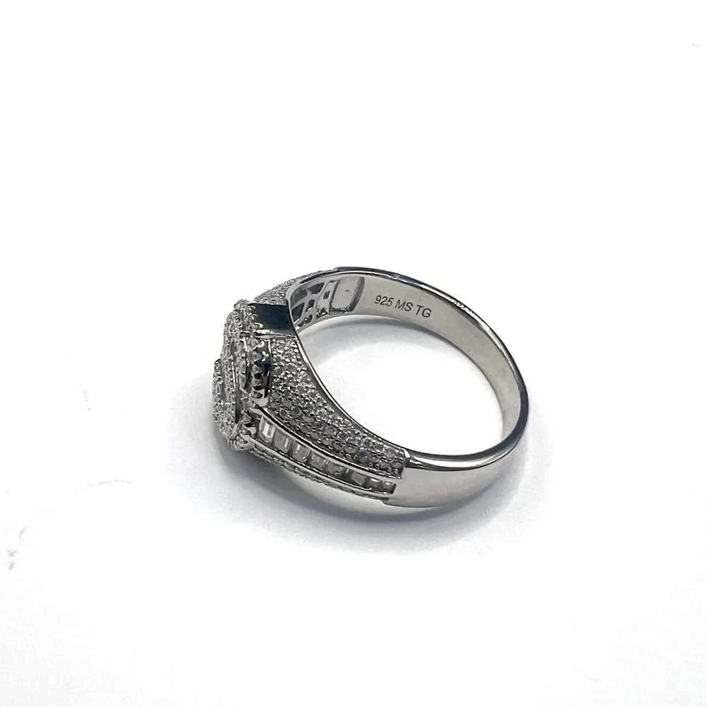 925 Sterling Silver 2.50CT MOISSANITE Dollar Sign Men’s Ring Size 12